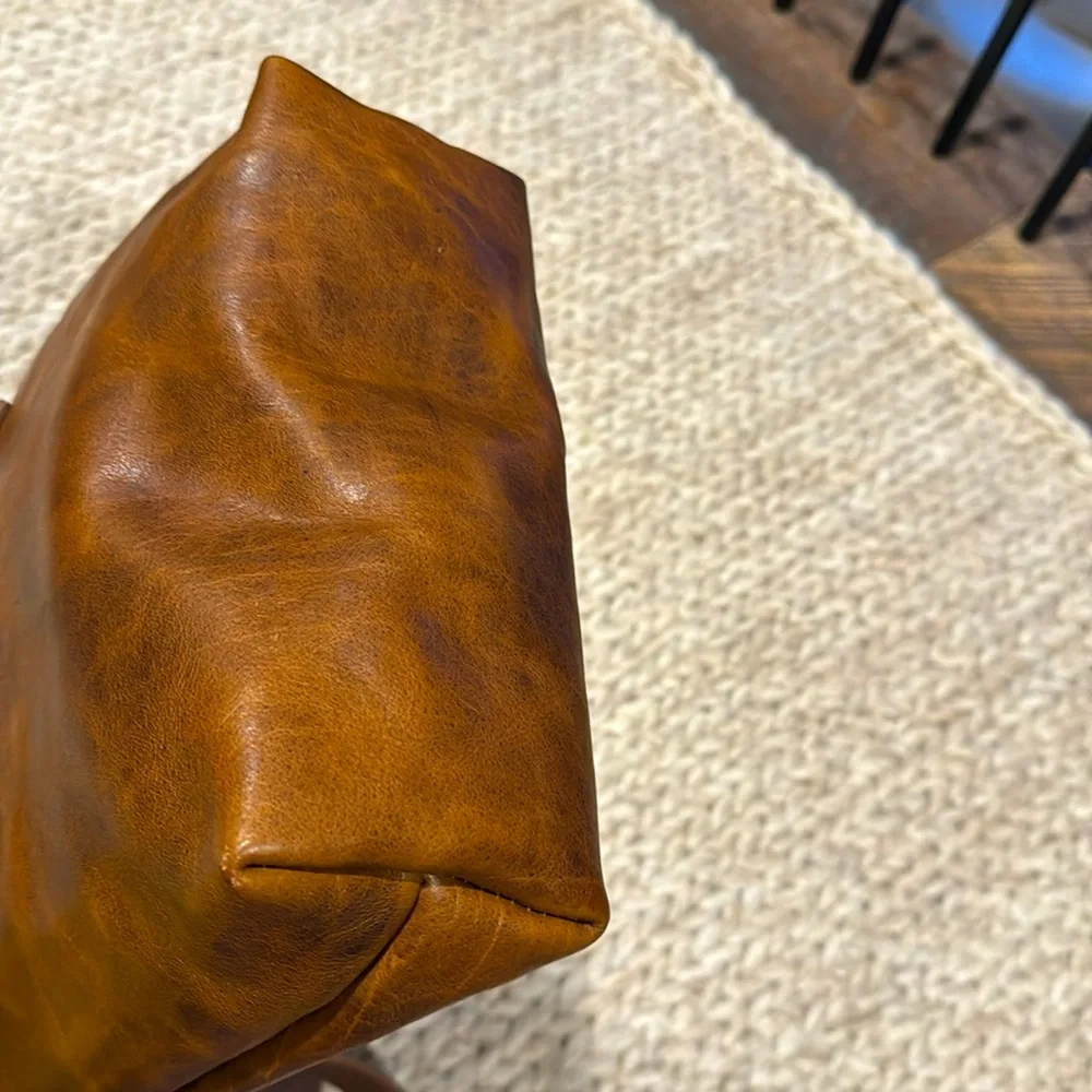 Go Forth Goods Avery Leather Tote Bag- Mini Crossbody- color: Peanut Bison - Picture 6 of 10